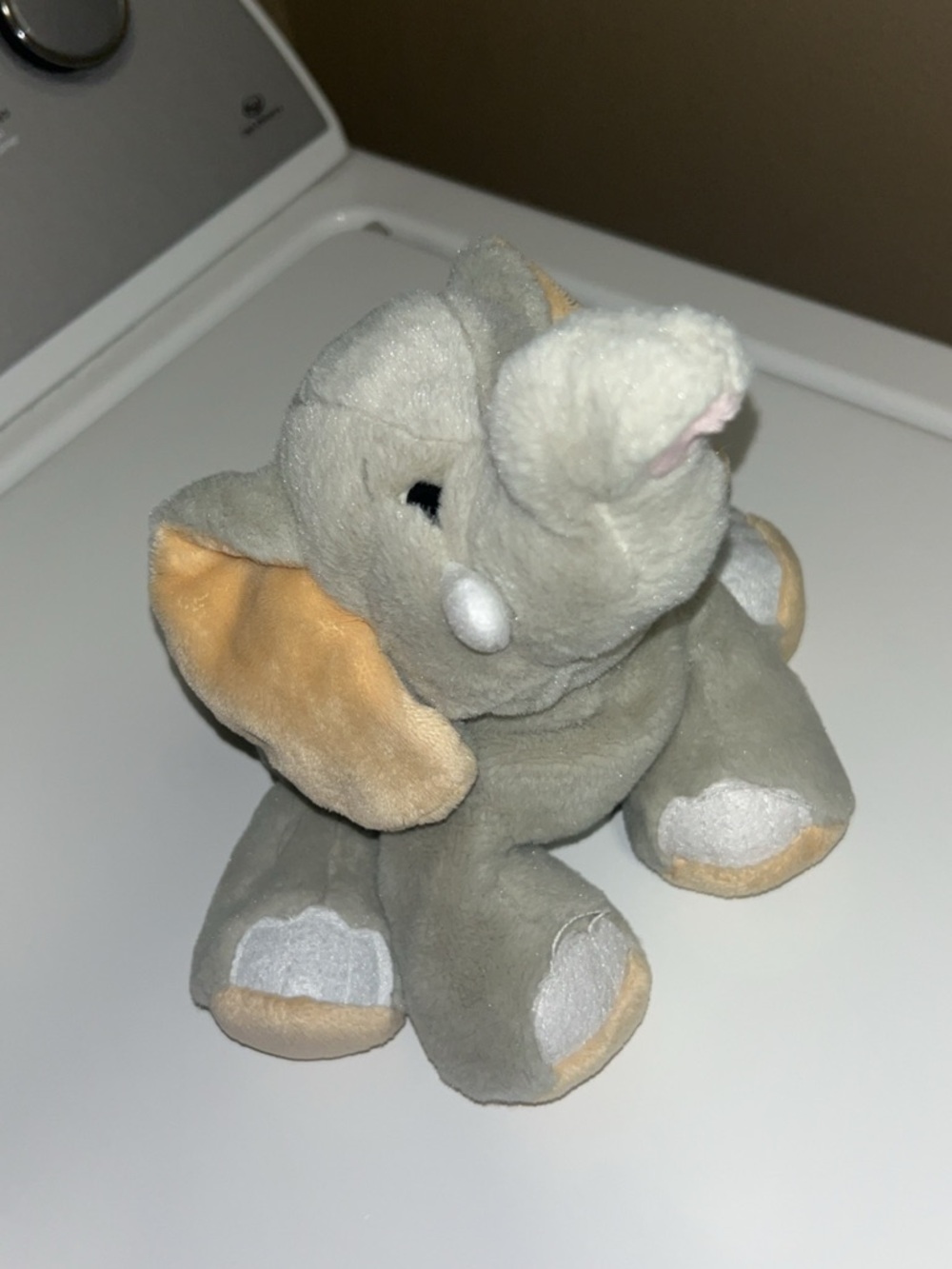 Gray and Cream Plush Elephant Stuffed Animal - Soft Peach Accents